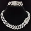 Chokers Erkekler Kadın Hip Hop Zinciri Kolye Moda Partisi 20mm Genişlik Rhombus Küba Zincirleri Kolye Hiphop Buzlu Bling Takı 230410