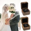 Bolsas de jóias caixa de nogueira sólida anéis de noivado de madeira caso de armazenamento ornamento