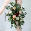 Decorative Flowers Silk Artificial Flower Row Runner Decor Party Wedding Backdrop Arch Stand Road Lead Rose Peony Hydrangea With Green Leaf