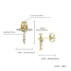 NY S STERLING SIER HIP HOP GOLD PLATED CROSS STUD ICED OUT CUBIC ZIRCONIA Piercing Fine Jewelry Parrings