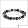 Bracelets porte-bonheur bijoux perles oeil de tigre hématite noir obsidienne pierre Bracelet pour femmes cadeau hommes Pdowy livraison directe Dh1L3