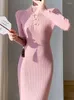 カジュアルドレス秋の女性ファッションエレガントなボディーコンニットドレス