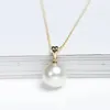 Naszyjniki wiszące Prawdziwy wisiorek Big White Pearl for Women 11-12 mm naturalny świeżo Pearl Pendant 18k żółty złoto biżuteria 231108