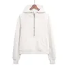 Sweats à capuche courts pour femmes Sweats à capuche pour femmes Lulu Scuba Sweats à capuche surdimensionnés demi-fermeture éclair Sweat-shirts courts en polaire vêtements de sport avec poches trou pour le pouce lululemen's Automne