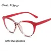 Moda Cat Eye Anti -Blue Ray Plain Glasses Fresh Contrast Color Frame Trendy