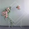 Party Decoration 2.0x2.0M Square Diamond Wedding Arch Metal Balloon Flower Backdrop Stand Ceremony Birthday Garden Geometric Background