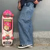 Мужские джинсы JNCO Мужские джинсы Y2k Скейтборд Хип-хоп Спортивные мешковатые джинсы с низкой посадкой Черные джинсы-карго Harajuku Прямые брюки Уличная одежда 231109