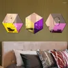 Fonds d'écran Feuille de miroir acrylique Feuilles hexagonales Autocollant mural adhésif coloré Dessin animé Gain de place Design Décor pour Dressing