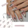 Valse nagels 24 -stks afneembare diy manicure press op ster Franse korte amandel