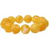 Jewelry Pouches Matte Old Beeswax Chicken Oil Yellow Floating White Flower Single Ring Bracelet Amber Bead