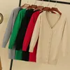 Tricots pour femmes T-shirts Vêtements d'extérieur Col en V Jersey Style de mode coréenne Blouses courtes Longue femme Cardigan tricoté Pulls pour dames Noir Vêtements Tricot 231109