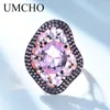 Küme Yüzükleri Umcho 925 Gümüş Kadınlar için Pembe Morganite Oluşturulabilir Düğün İfadesi Sterling Fine Jewelry