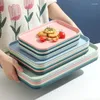 Plates Rectangular Tray Plastic Restaurant Household Cup Tea Catering Fast Barbecue Kitchen Supplies