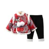 Girls' Spring Festival Set Cute Winter Dress Festive New Yearc Set