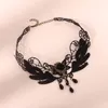 Ketten Schwarze Spitze Chokerhalsketten Vintage Kristall Anhänger Halskette Punk Kette Zubehör Für Frauen Gothic