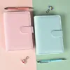 Block notes Macaron Color A5 A6 6 Ring Binding PU Clip Laptop Leather Loose Leaf Cover Magazine Kawaii Workstation 230408