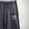 Calças masculinas Saint Louis Oversized Sweatpants Homens Mulheres 1/1 Melhor Qualidade Tinta Salpicos Graffiti Calças Com Cordão J231110