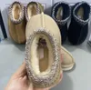 Criança Tasman Ii Chinelos Tazz Sapatos de Bebê Pele de Castanha Slides Pele de Carneiro Shearling Clássico Ultra Mini Bota Mules de Inverno Botas de Camurça DF105