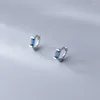 Boucles d'oreilles MloveAcc Simple bleu géométrique Zircon boucle d'oreille pour les femmes véritable 925 en argent Sterling Rock hommes bijoux