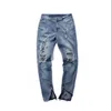 Jeans Homme Pantalon Déchiré Doux Bleu Moto Denim Salopette ModeHomme