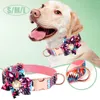 Collari per gatti Cane regolabile con fiore staccabile Simpatico cucciolo con motivi floreali Guinzaglio Collare unisex scozzese di piccole dimensioni