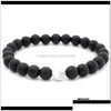 Kralen strengen armbanden 7 mannen zwarte lava genezing nce kralen reiki chakra boeddha gebed natuursteen yoga armband wo drop levering j dh8kz