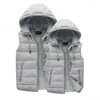 Gilets pour hommes gilet rembourré avec capuche fermeture éclair sans manches automne hiver chaud manteau masculin imperméable prévention du froid vestes décontractée vêtements