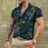 Mäns avslappnade skjortor hawaiian kort ärmskjorta 3d tryckblus strand semester överdimensionerad social harajuku y2k kläder vintage lyx camisa