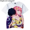 Męskie koszulki ukochane w franxx T-shirty mężczyźni kobiety anime 3D Print Streetwear Girl Zero Dwa cosplay T Shirt Harajuku Tees Oważne ubrania 4103