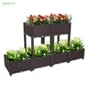 Bricolage créatif épissage gratuit jardinières beaux lits surélevés 6 pièces modulaire boîte de plantation en plastique carré brun pour balcon fleur de légume