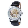 Wristwatches Man Automatic Self Wind Watch Men Gold And Silver Skeleton Hollow Engraving Leather Strap WatchesWristwatches