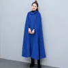 Vestidos casuais básicos manto casaco feminino outono e inverno brisa dupla face tecido engrossado quente étnico vento luta com capuz 231110