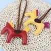 Trendy Designer PU Leather Key Rings Cartoon Horse Keychain H Pony Pendant Decoration For Ladies Bag Charm Accessories Wholesale