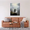 Misty Vale Panorama Canvas Print Artwork of a Man on Mountain Picture Giclee for Home Wall Decor