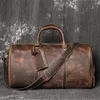 Duffel Bags Nesitu Highend Vintage Brown Large Big Bark Crocodile Pattern Echtes Leder Business Men Travel Bag Male Duffle M186