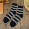 Men's Socks Mixed-Color Fashion Trendy Casual Striped Breathable Simple Man Basic Crew Comfortable Long Soft