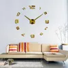 Horloges murales grande taille salon horloge créative décoration de la maison miroir acrylique autocollant bricolage
