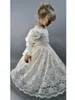 Girl Dresses White Lace Simple Flower Dress For Wedding Puffy Full Sleeves Kids Birthday Floor Length First Comnunion Gowns