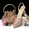 Party High Heeled Women's Single Shoe Full Diamond Stor storlek 42 43 ihopkopplad med samma design Guld BOCKET BAG 231115