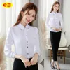 Kvinnors blusar 2023 Spring White Shirt Chiffon Kvinnors långärmade formella klänning Professional Slim Korean Fashion Womens Tops