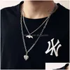 Pendant Necklaces 10Pcs/Lot Vintage Mtilayer Hiphop Stainless Steel For Men Women Rock Rapper Charm Collar Pendants Jewelry D Dhgarden Dhk2V