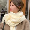 Scarves Sweet Off White Knit Scarf Women Thick Warm Soft Comfortable Shawl Dual Purpose Preppy Style Office Lady Winter Korean Fashion 231110