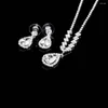 Ketting Oorbellen Set Mode Luxe Zirconia Engel Teardrop Waterdruppelvormige Geschenken Voor Vrouwen Sieraden Accessoires