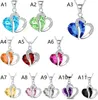 Women Fashion Heart Crystal Rhinestone Pendant Halsband Silver /Gold Colors Chain Pendant Necklace Jewelry 11 Färg C034