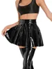 Skirts Sexy Ultrashort Pleated For Women Oil Shiny PU Faux Leather Streetwear Costume Micro Mini Dance Ball Outfits