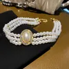 Colliers Vintage multicouche perle colliers ras du cou pour femmes court géométrique cristal mariages bijoux de mariée 231109