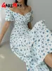 Casual Dresses Womens Summer Chiffon Elegant Floral Print Vintage Long Maxi With Side Slits Sexy For Women 230410