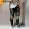 New 23ss European American designers Summer thin star same jeans men's Slim small straight patch hole beggar mens pants