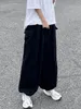 Kvinnor byxor s houzhou harajuku streetwear khaki last byxa överdimensionerade fickor hip hop svart breda benbyxor för kvinnliga koreanska mode 230410