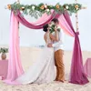 Decorazione per feste 3 pezzi Matrimonio Tulle Chiffon Arco fai da te Drappo Tenda drappeggiata in cristallo trasparente per la decorazione dello sfondo